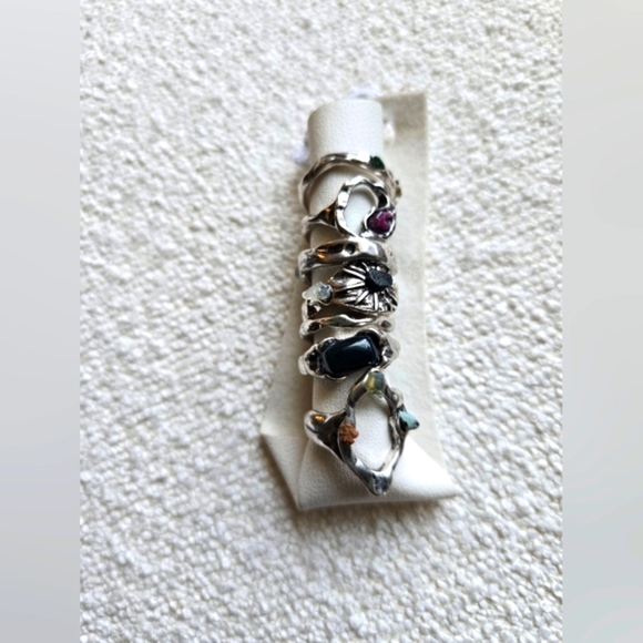 NWOT! Free People, Bohemian Silver And Stone Ring Set - Picture 1 of 3